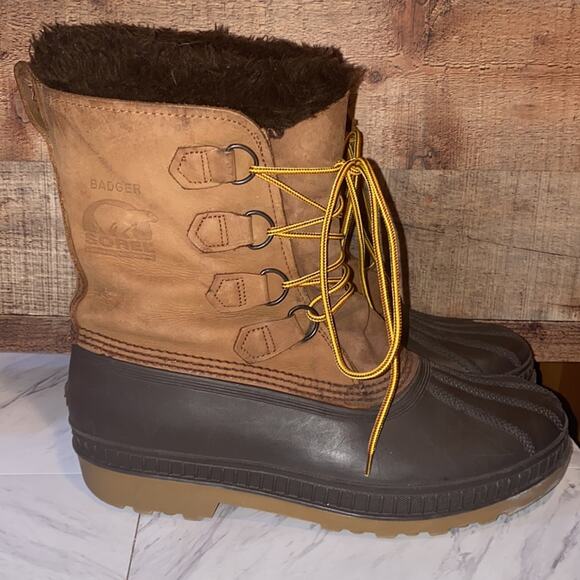 Sorel Badger Men\'s Leather Wool Winter Snow Boots Size 10 main image 10